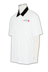 P204 polo-恤 polo衫 立领 polo shirt 批發及製造     白色    撞色領黑色